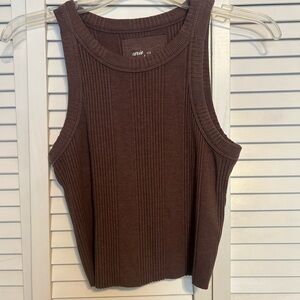 Aerie Brown Sleeveless Ribbed Tank Top
